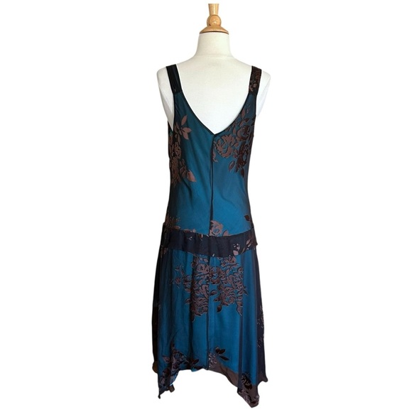 JONATHAN MARTIN Vintage Y2K Sheer Burnout Silk Blend Dress Asymmetric Hem 12 - Picture 7 of 16